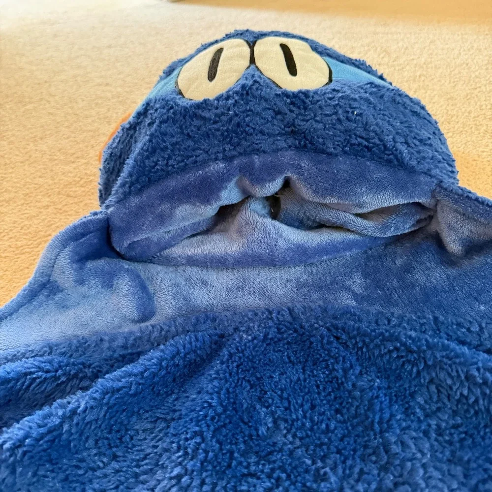 Dog Man Hooded Blanket Kids OS Blue Dav Pilkey Character Fleece Wearable Throw‎